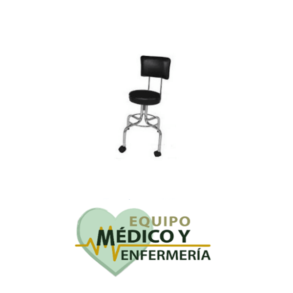 Banco Giratorio Acojinado con Pistón, Respaldo y Ruedas Mobiliario Médico EME
