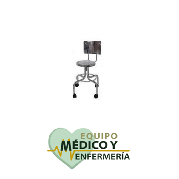 Banco Giratorio Cromado con Respaldo y Ruedas EME
